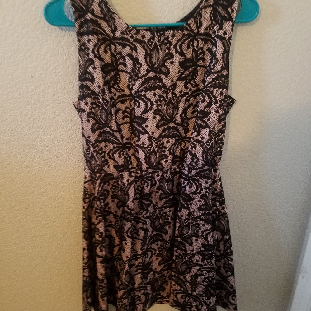 Black and pink lace dress